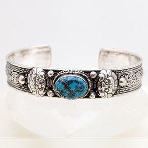 Sterling Silver Turquoise Eastern Dragon Cuff